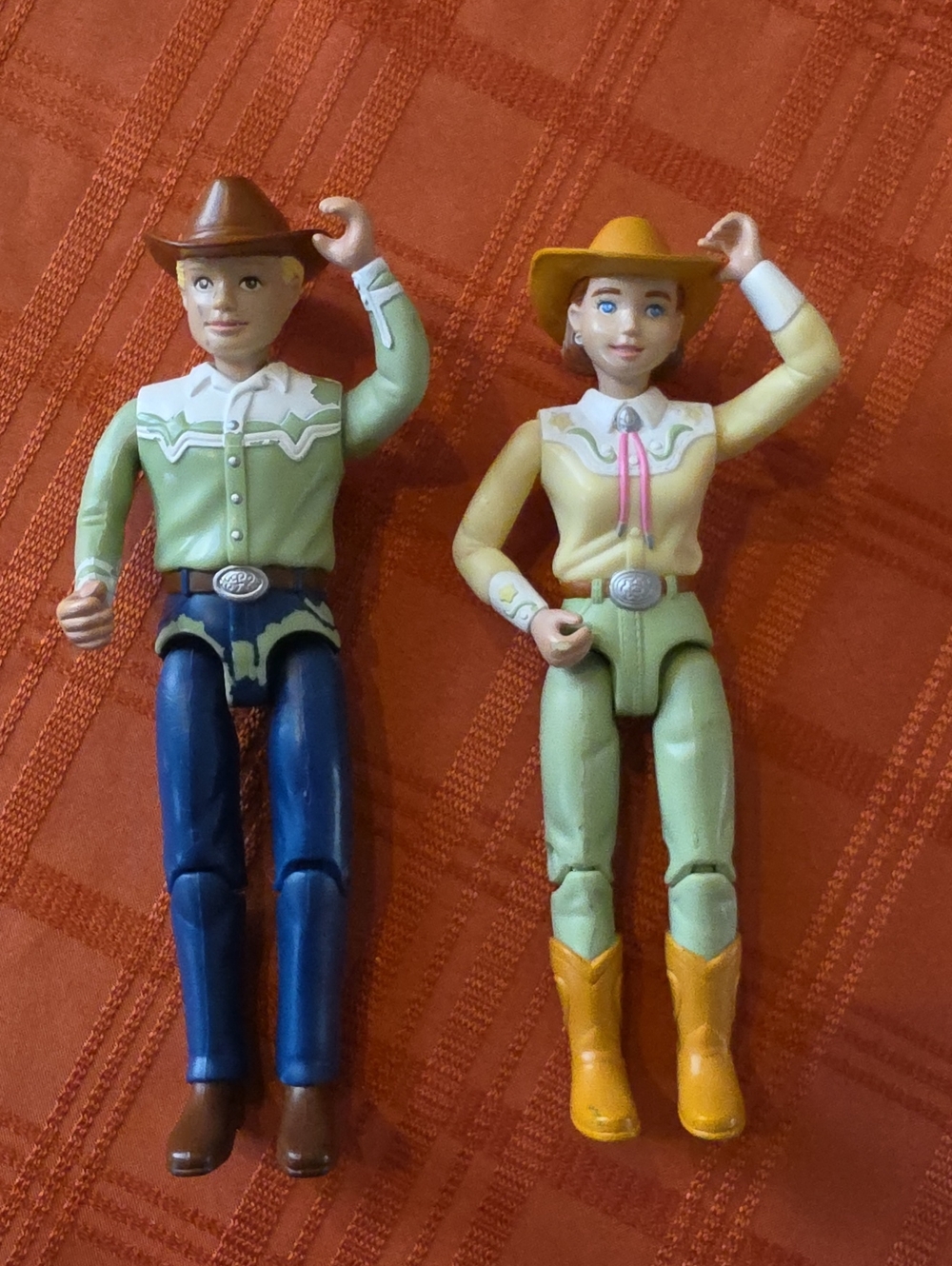 Vintage Fisher Price 2001 Loving Family Western Cowgirl and Cowboy Dolls